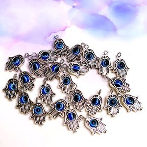 Silver hands hand evil eye charms
